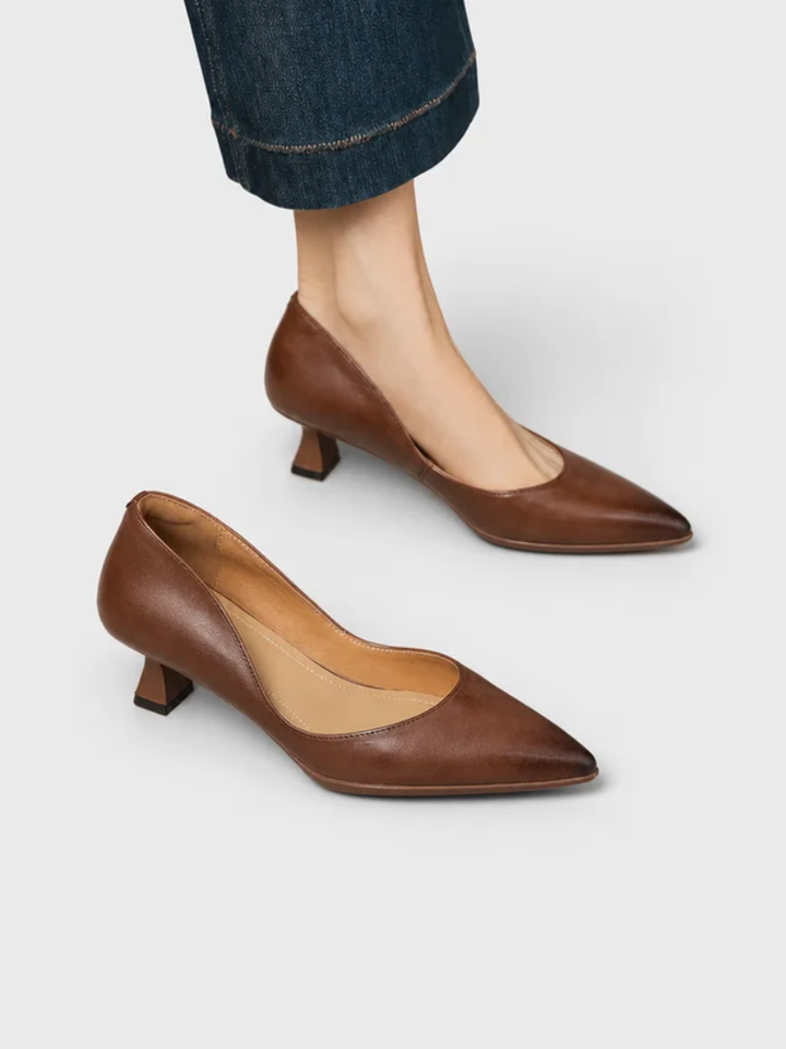 Calenne Leather Kitten Heels