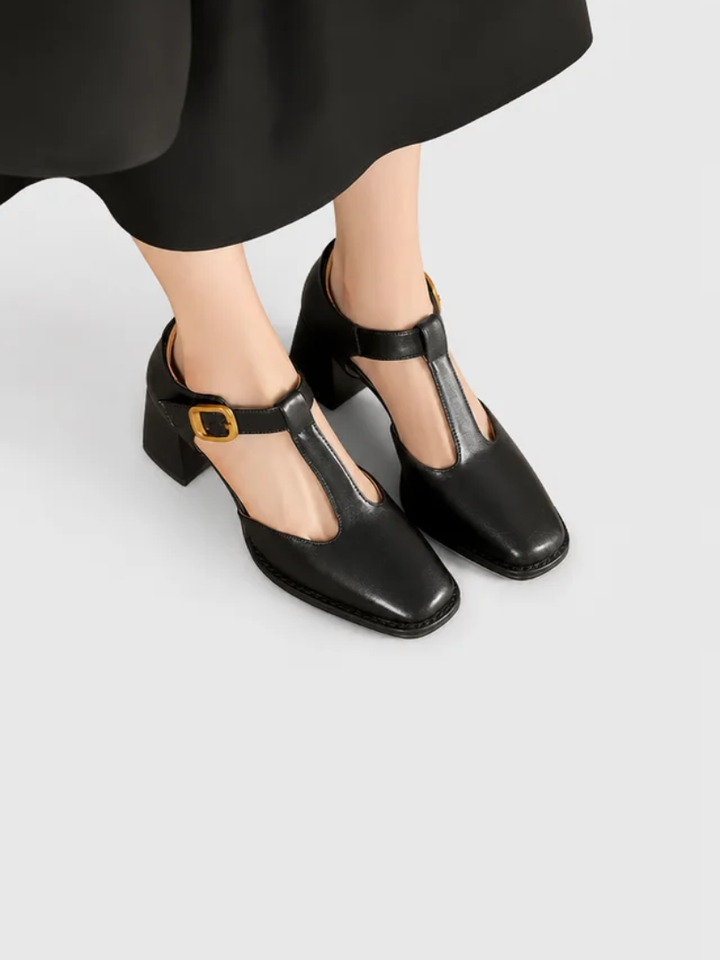 Marcele T-Strap Leather Pumps