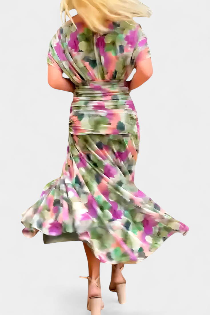 Elowen™ - Long floral dress with V-neck