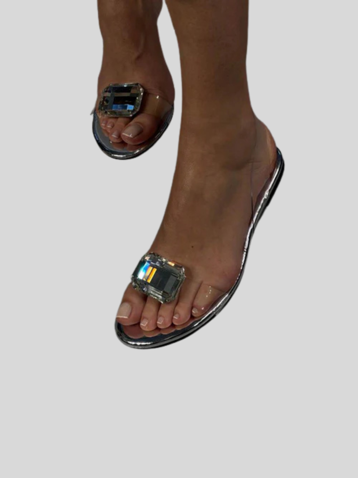 Petra™ | Clear Crystal Embellished Flat Sandals