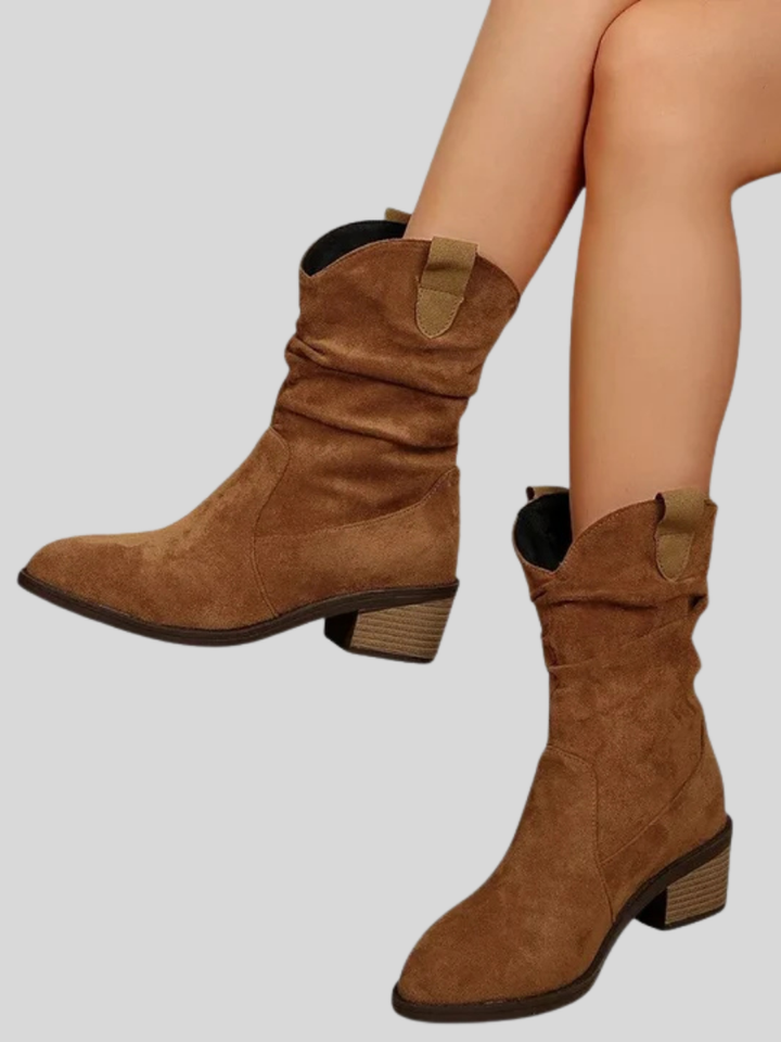 Brittany - Mid-Calf Pull Tab Detail Boots for Women