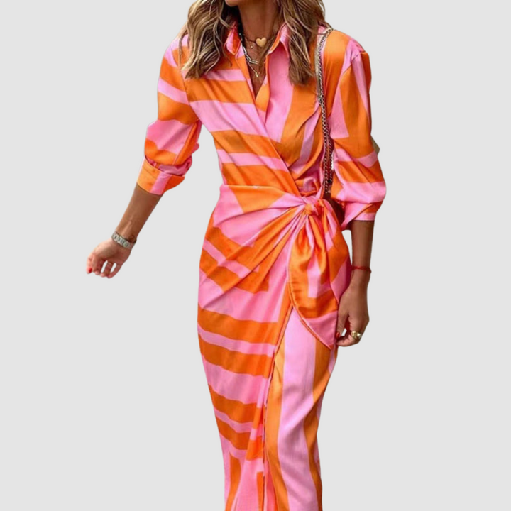 Cecilia™ -  Elegant Striped Dress