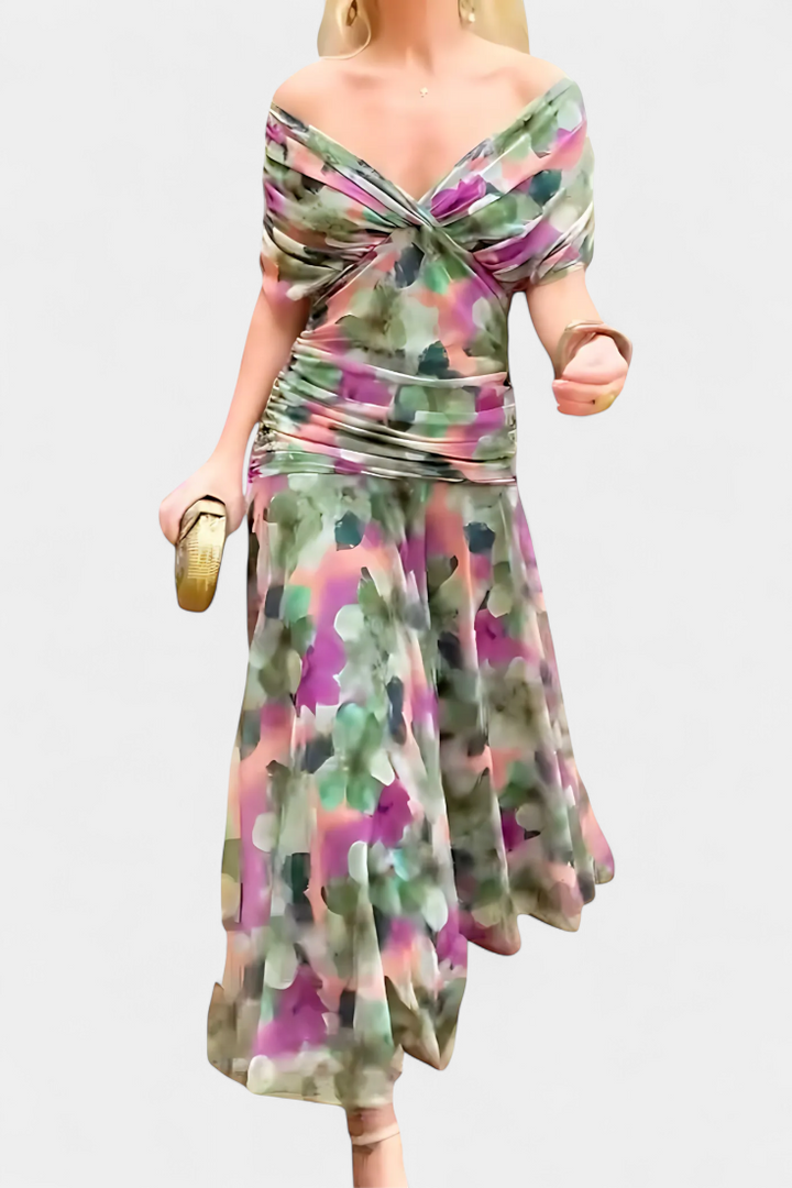 Elowen™ - Long floral dress with V-neck