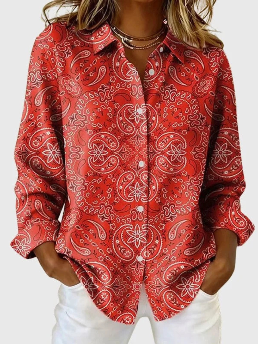 Joanna | Paisley Print Button-Up Blouse