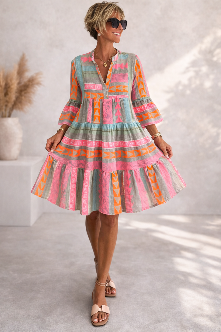 Elena™ | Patterned Flowing Midi Dress