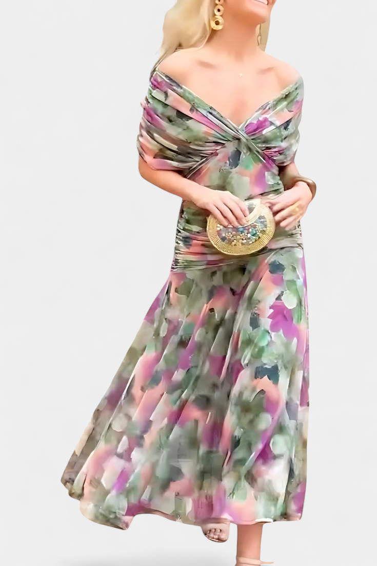 Elowen™ - Long floral dress with V-neck