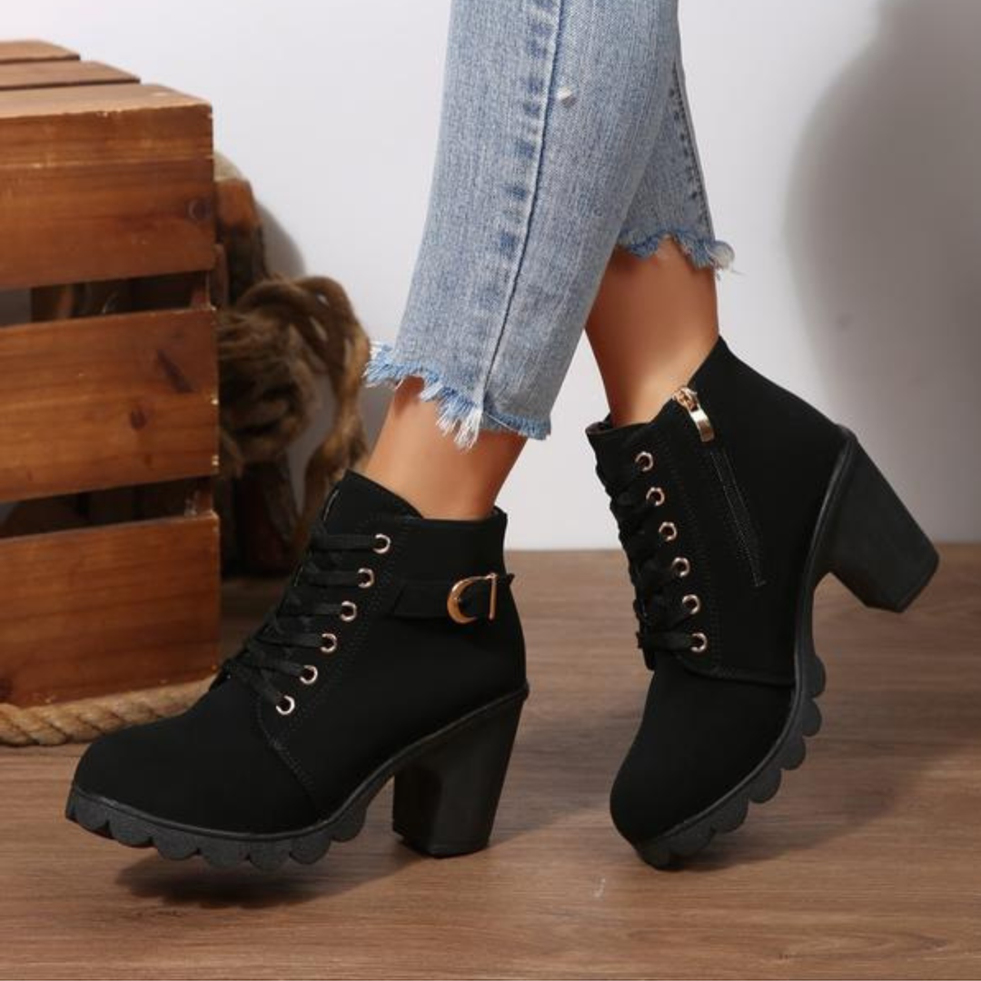 Ivory™ - Lace Up Ankle Block Heel