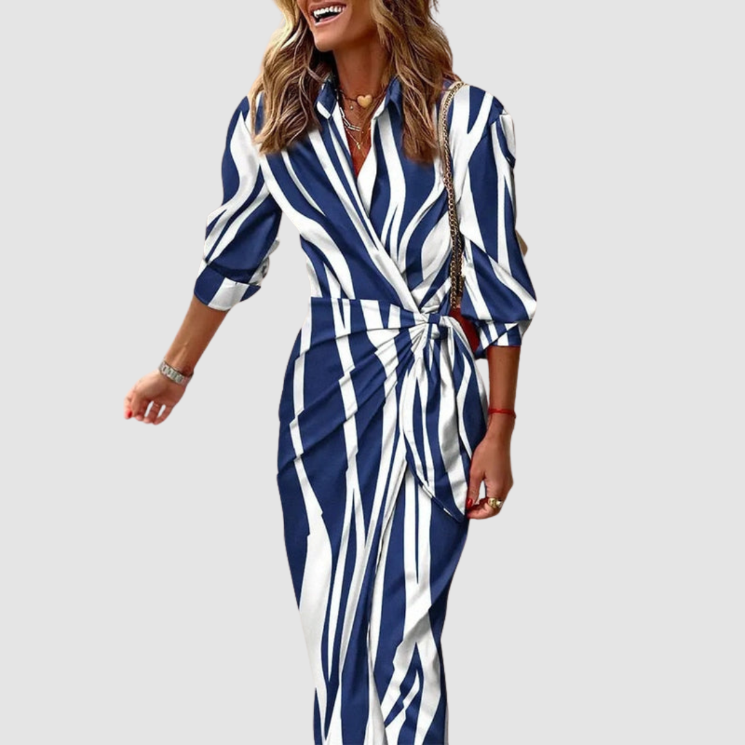 Cecilia™ -  Elegant Striped Dress