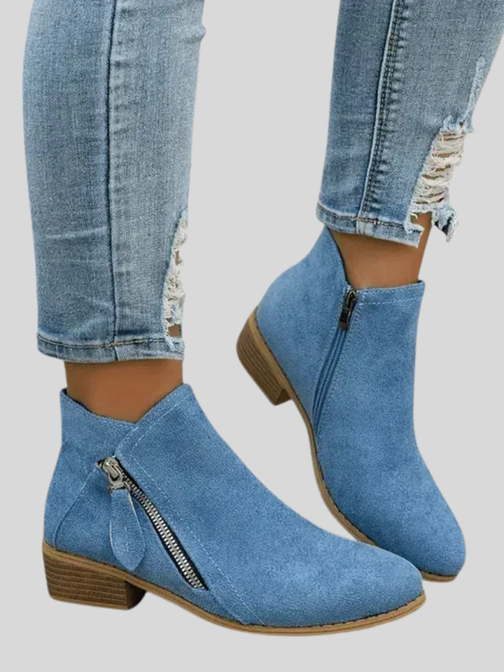 Cartina™ - Side Zip Ankle Boots With Low Block Heel