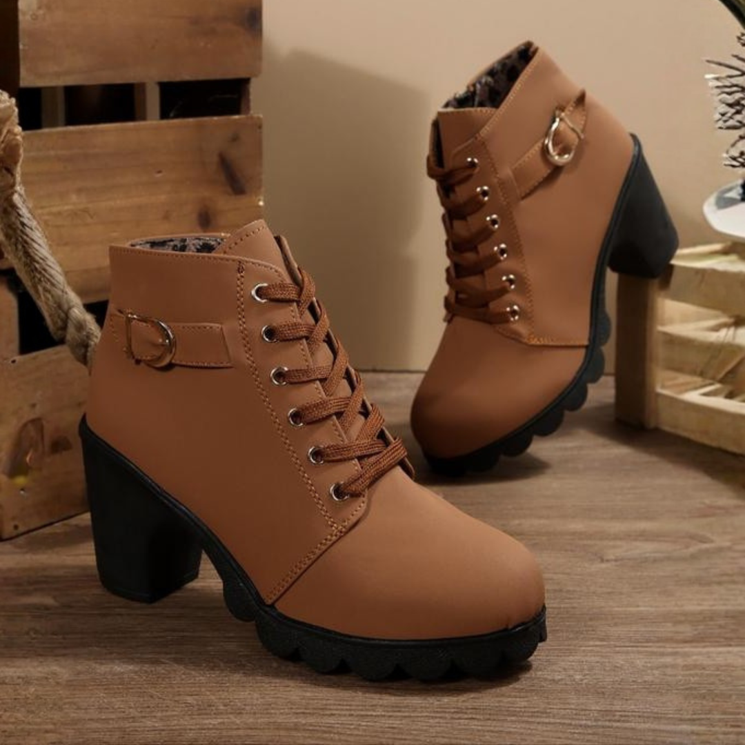 Ivory™ - Lace Up Ankle Block Heel