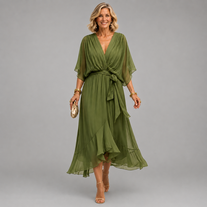 Marta™ | Chiffon Dress With V-Neck