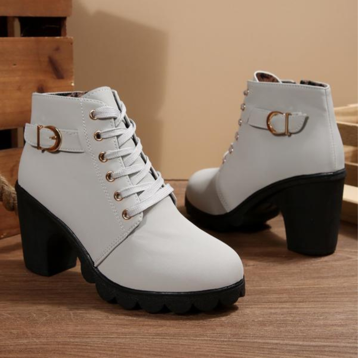 Ivory™ - Lace Up Ankle Block Heel