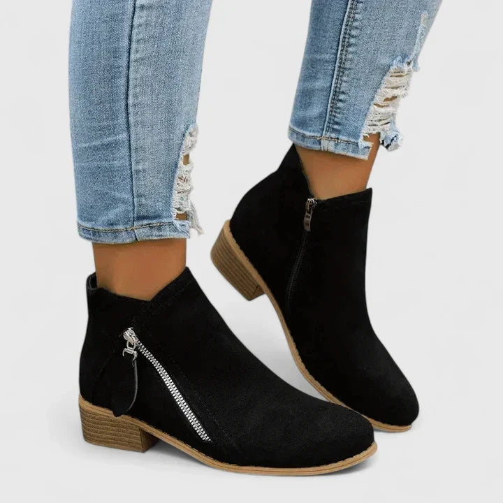 Cartina™ - Side Zip Ankle Boots With Low Block Heel