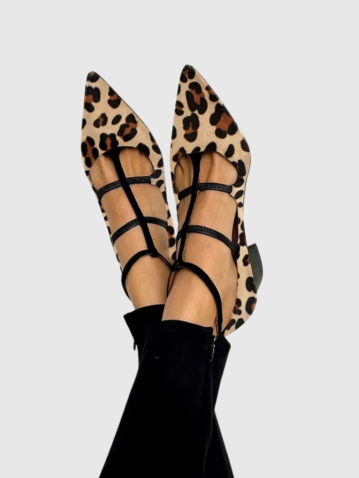 Bridget | Leopard Strap Ballet Heels