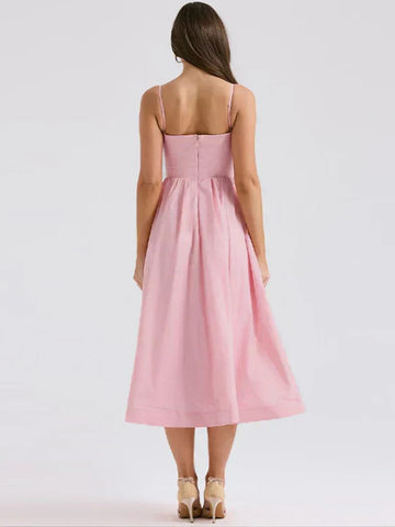 Celeste | Women's Cotton Spaghetti Strap A-Line Midi Dress