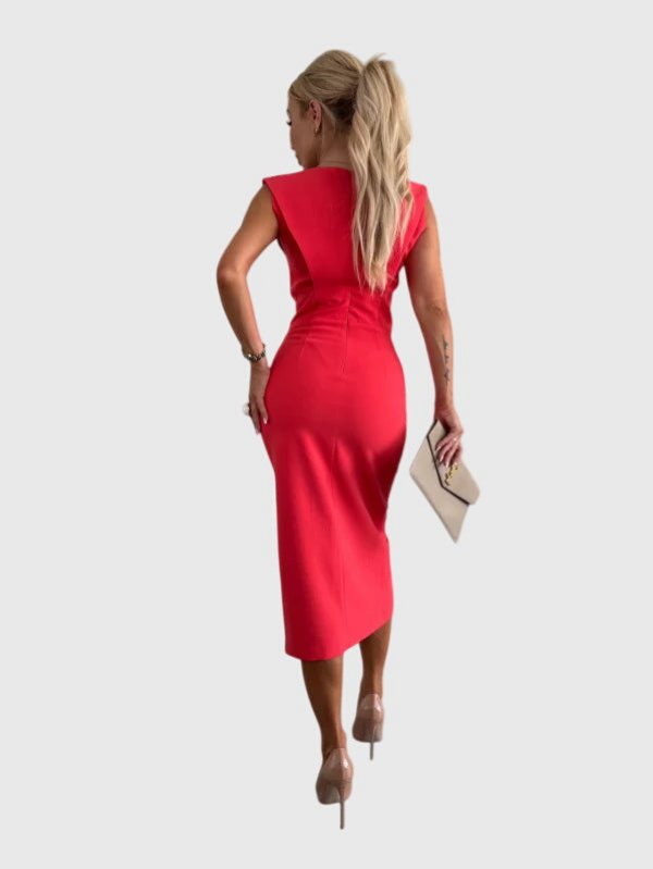 Celeste | Women's Stretch Sleeveless Side-Slit Bodycon Midi Dress