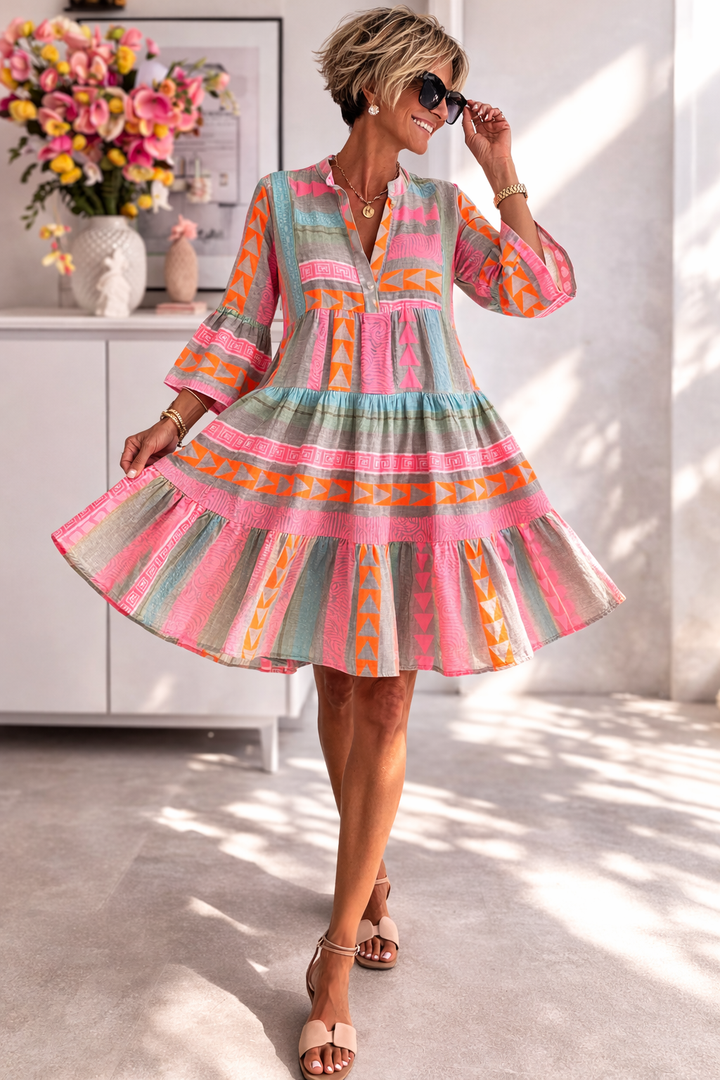 Elena™ | Patterned Flowing Midi Dress