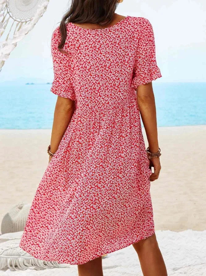 Daisy | Women's Cotton Ditsy Floral Flutter Sleeve Mini Dress