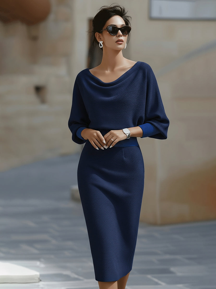 Isadora | Women's Elegant Satin Cowl-Neck Bodycon Midi