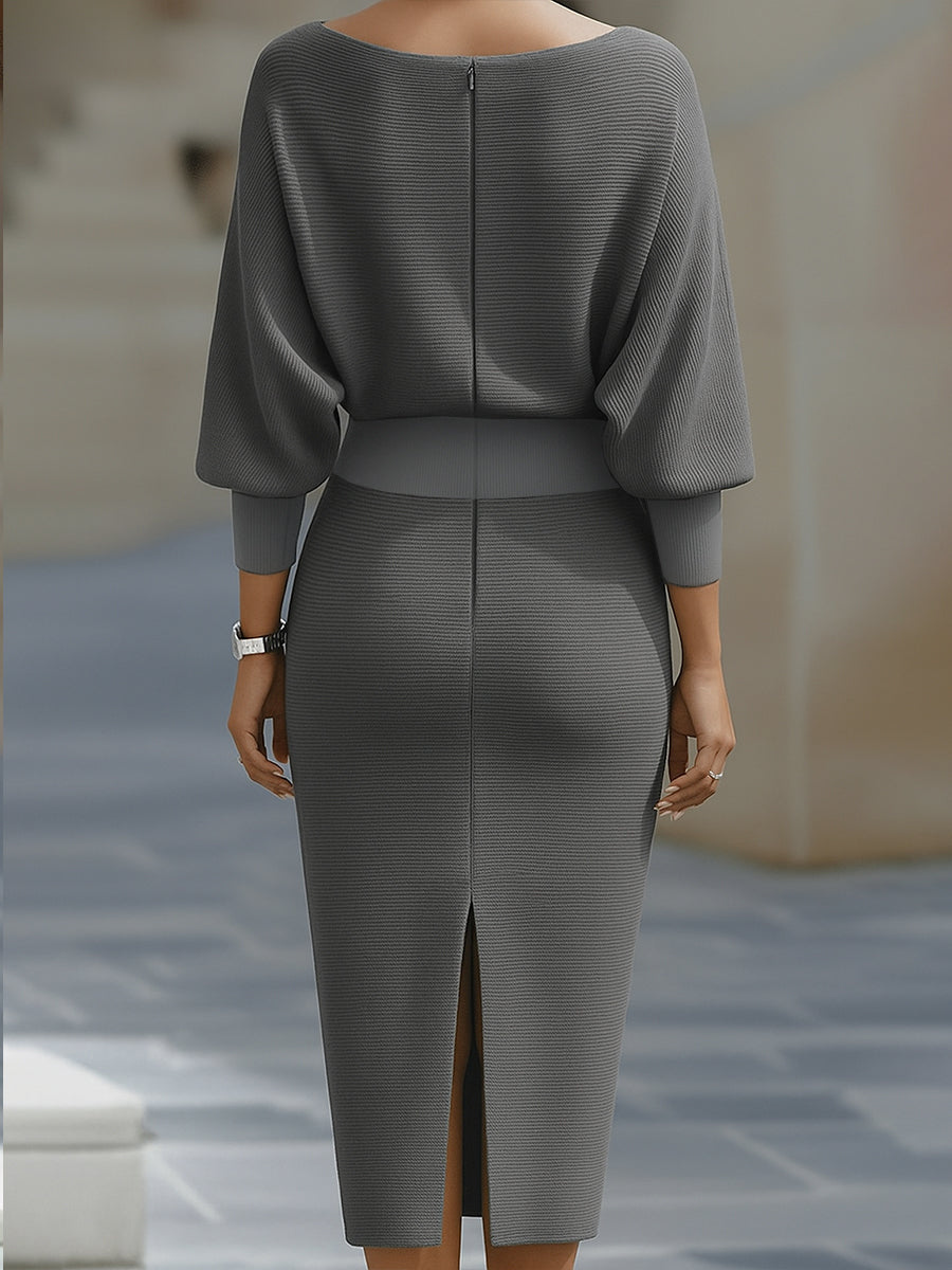 Isadora | Women's Elegant Satin Cowl-Neck Bodycon Midi
