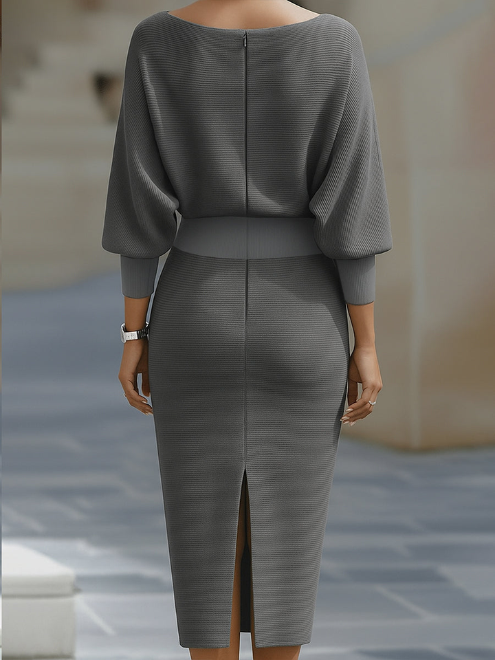 Isadora | Women's Elegant Satin Cowl-Neck Bodycon Midi