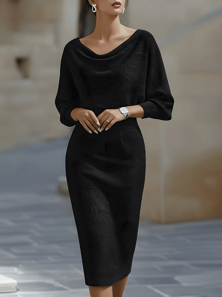 Isadora | Women's Elegant Satin Cowl-Neck Bodycon Midi