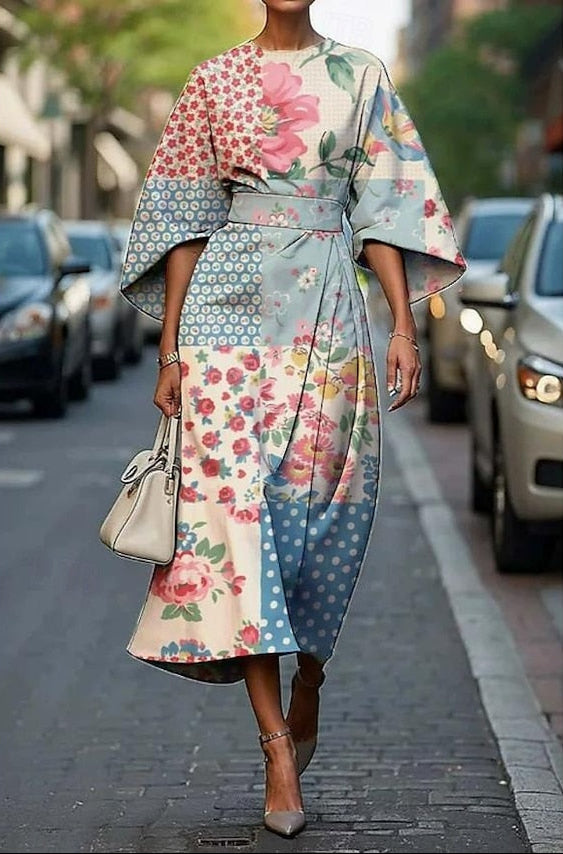 Mira | Women's Elegant Silk Kimono Sleeve Belted Midi