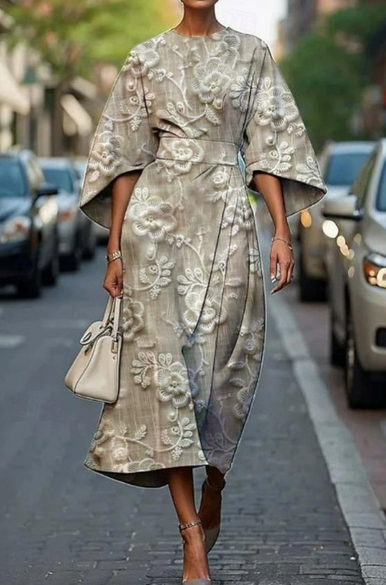 Mira | Women's Elegant Silk Kimono Sleeve Belted Midi