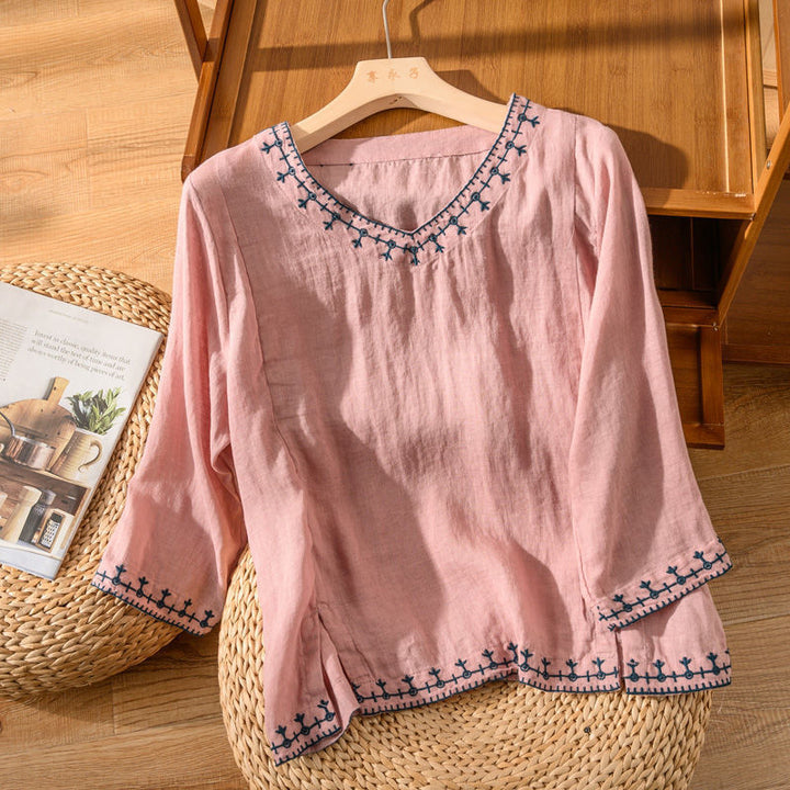 Mary™ | Pattern V-Neck Blouse
