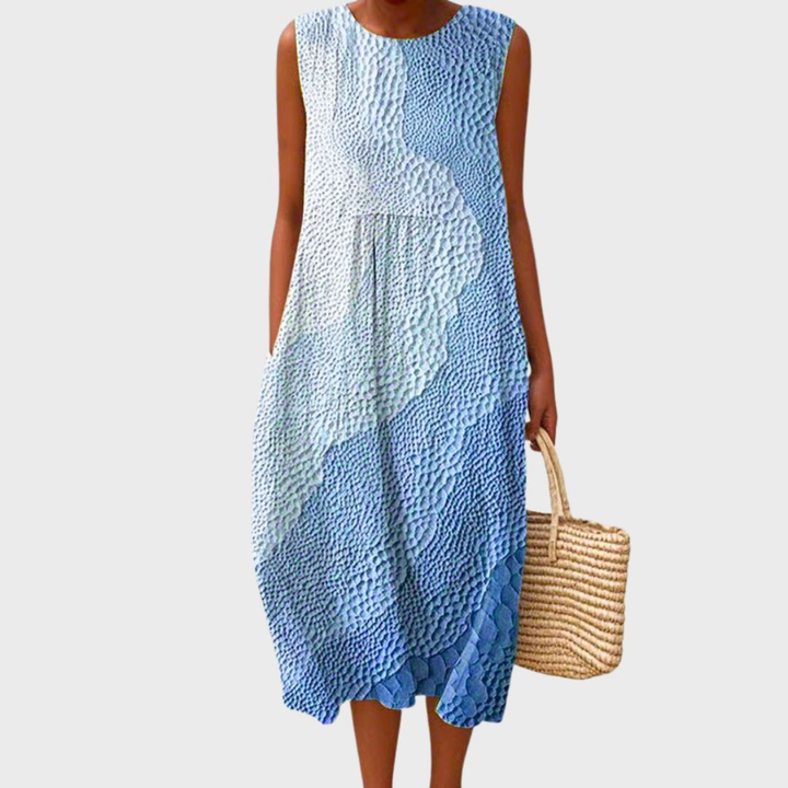Pippa | Women's Casual Linen Plaid Sleeveless Midi Dress