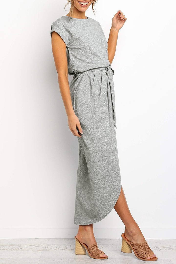 Rowena | Women's Chiffon Cap Sleeve Belted Wrap Midi Dress