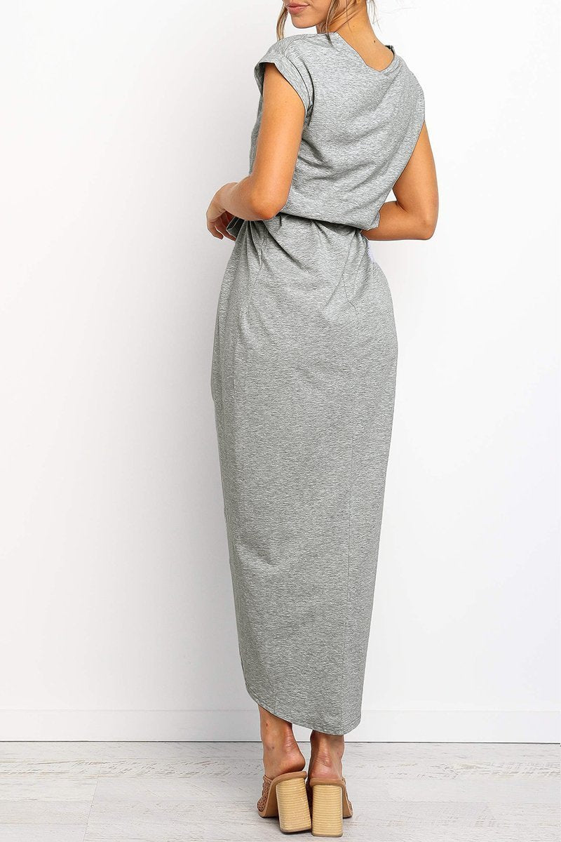 Rowena | Women's Chiffon Cap Sleeve Belted Wrap Midi Dress