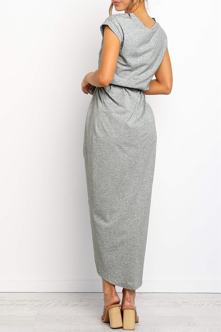Rowena | Women's Chiffon Cap Sleeve Belted Wrap Midi Dress