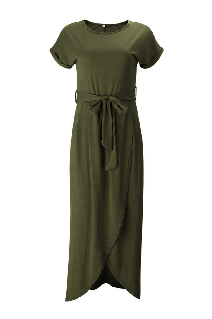 Rowena | Women's Chiffon Cap Sleeve Belted Wrap Midi Dress