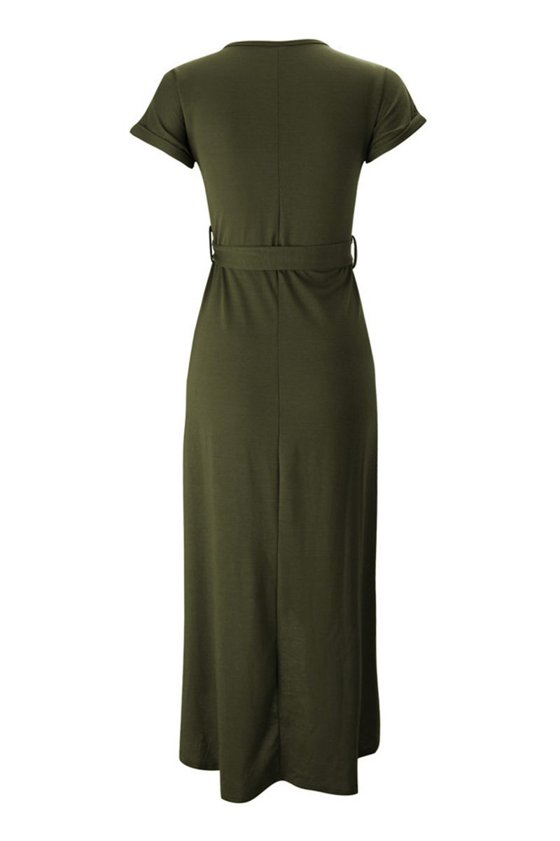 Rowena | Women's Chiffon Cap Sleeve Belted Wrap Midi Dress