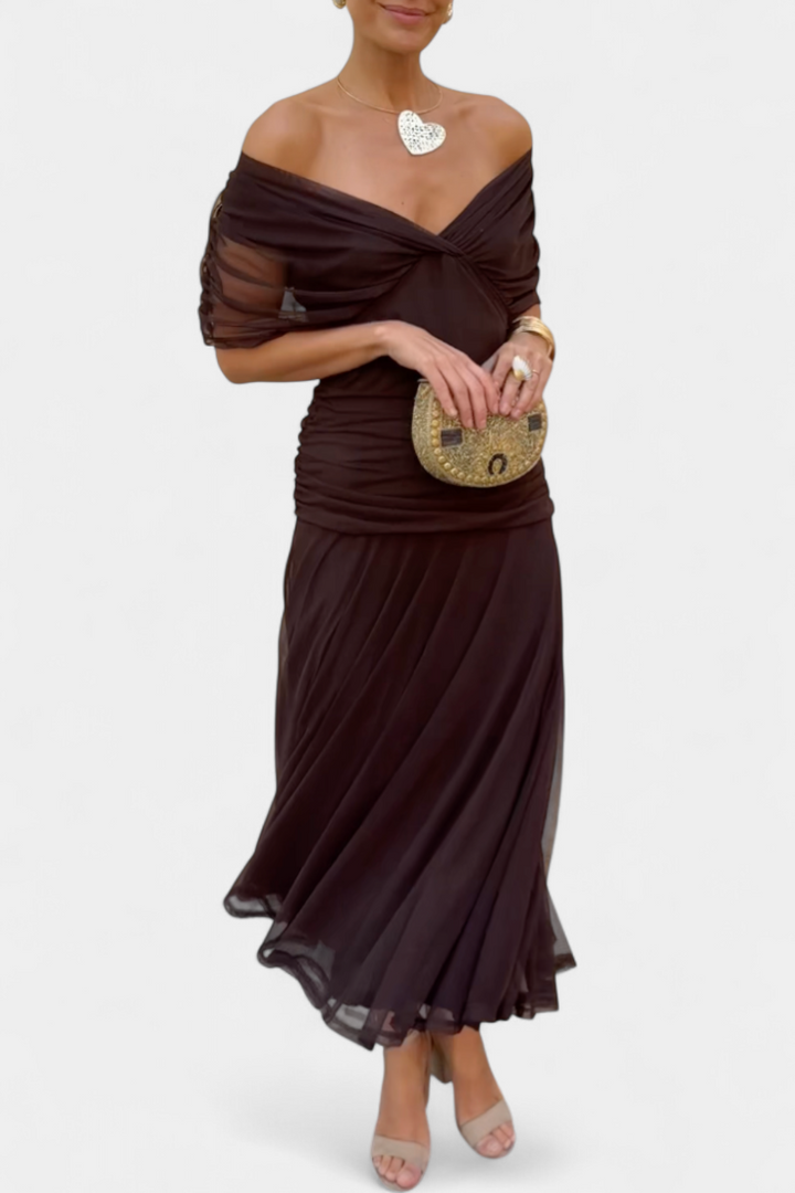 Elowen™ - Long floral dress with V-neck