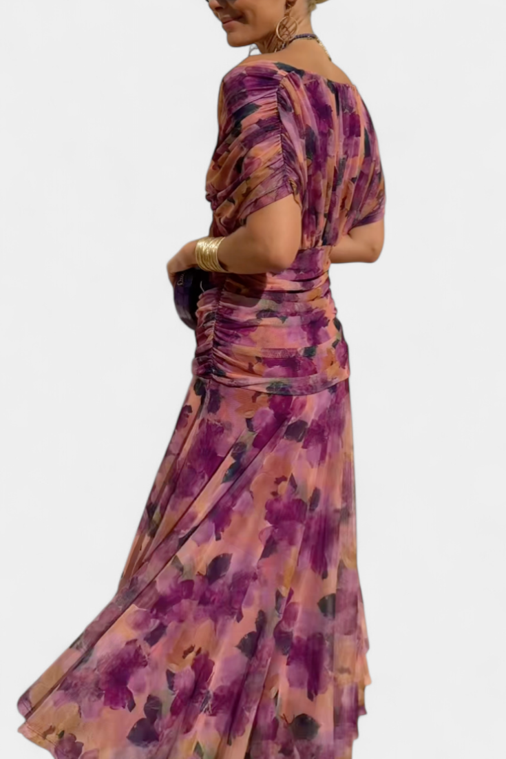 Elowen™ - Long floral dress with V-neck