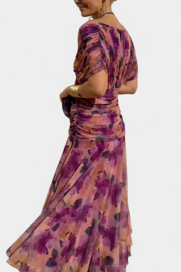 Elowen™ - Long floral dress with V-neck