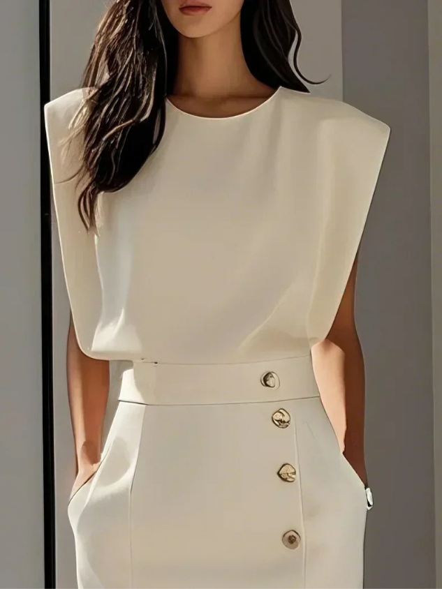 Sloane | Women's Stretch Sleeveless Button Front Slit Midi Dress