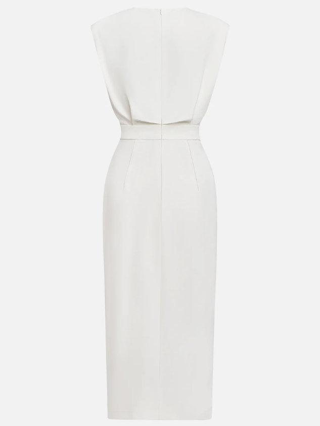 Sloane | Women's Stretch Sleeveless Button Front Slit Midi Dress