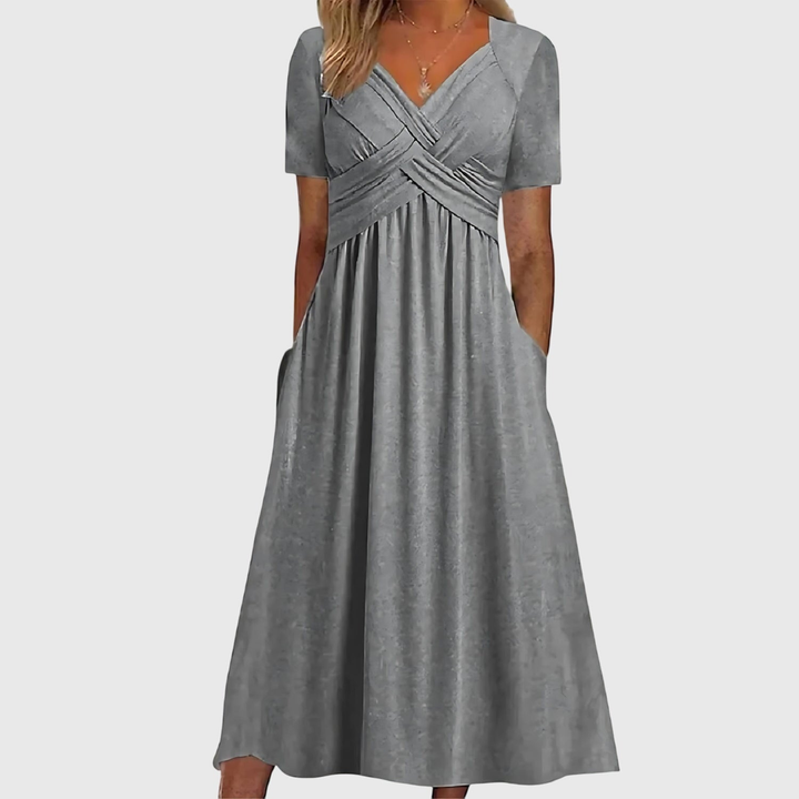 Sutton | Women's Stretch Cross-Front V-Neck Midi Dress