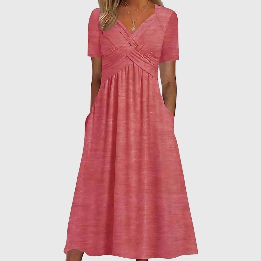 Sutton | Women's Stretch Cross-Front V-Neck Midi Dress