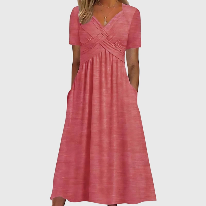 Sutton | Women's Stretch Cross-Front V-Neck Midi Dress