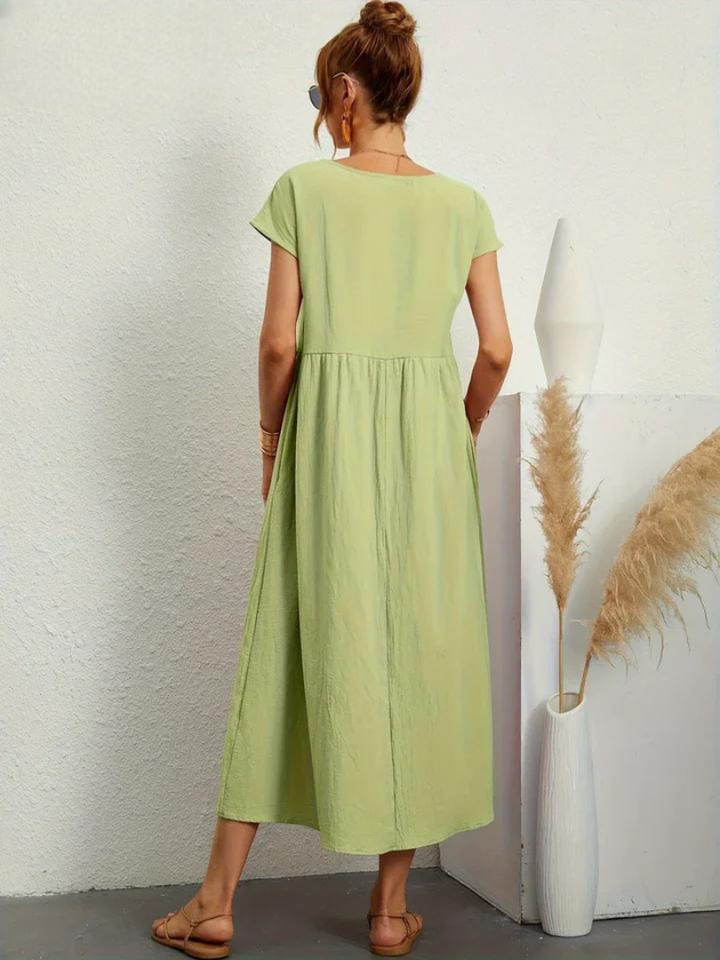 Tenley | Women's Cotton Cap Sleeve Gathered Waist Midi Dress