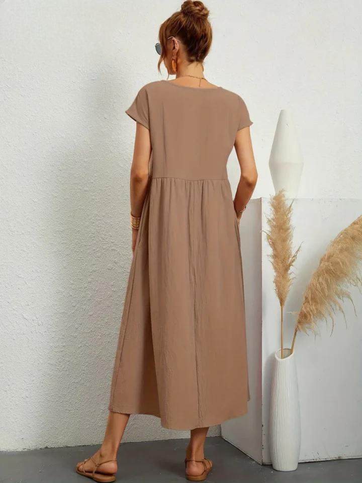 Tenley | Women's Cotton Cap Sleeve Gathered Waist Midi Dress