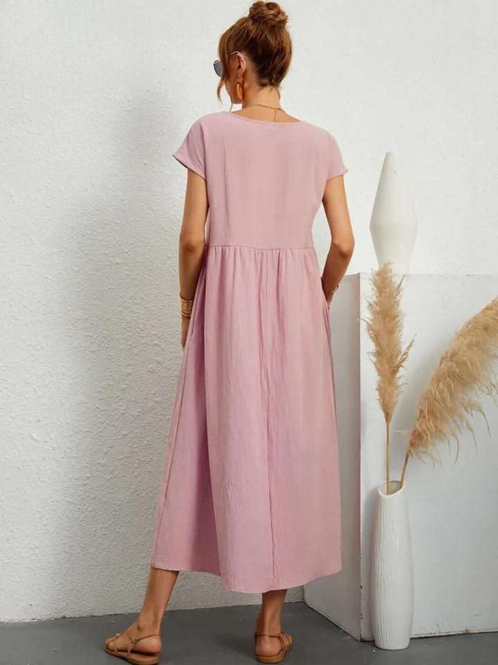 Tenley | Women's Cotton Cap Sleeve Gathered Waist Midi Dress
