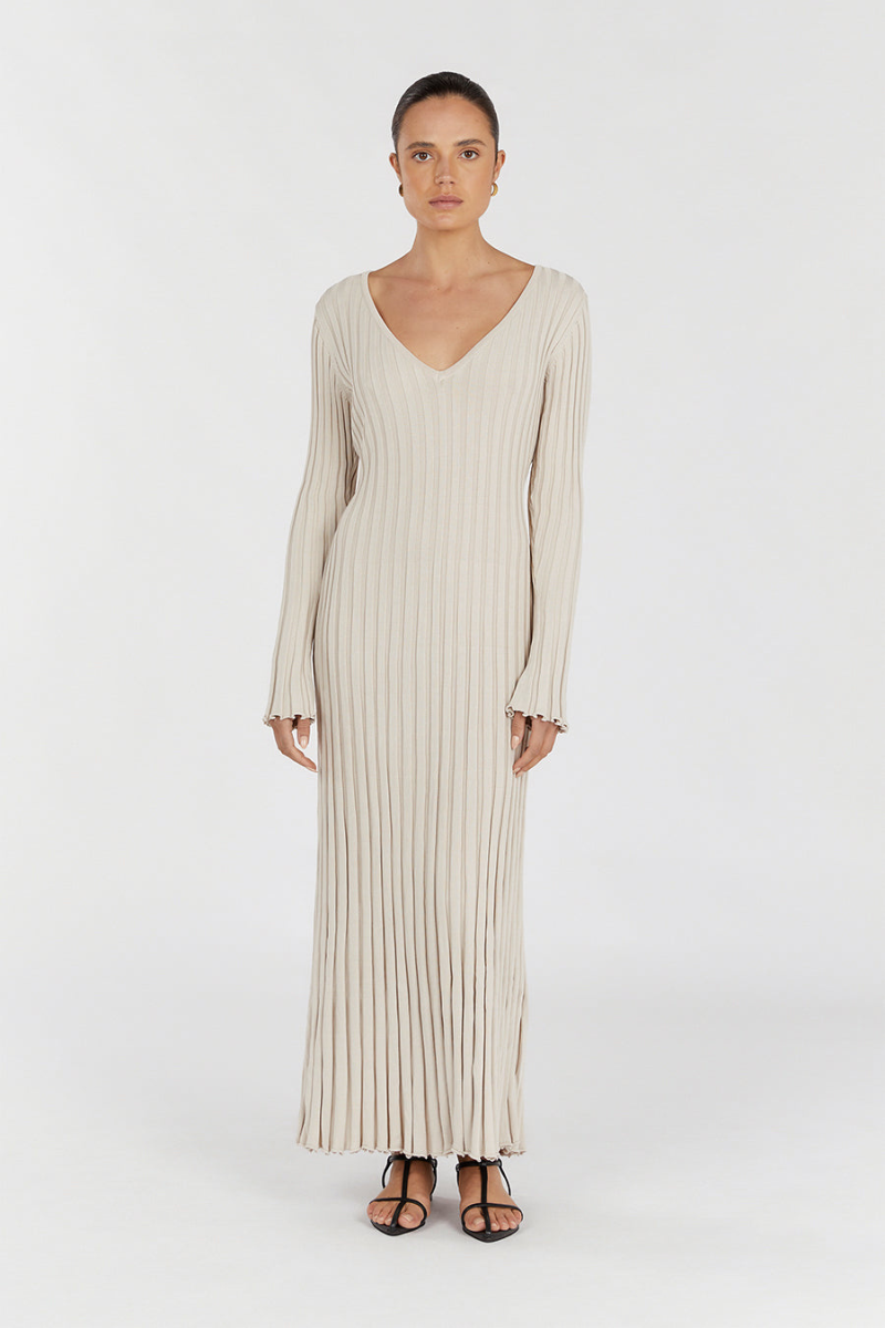 Darla Adjustable Belted Midi Ribbed Knit Dress
