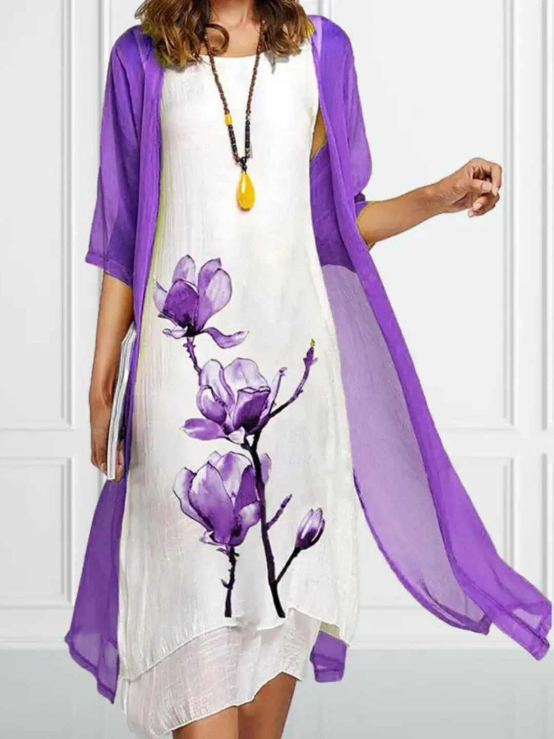 Wren | Women's Linen Sleeveless Midi Dress & Chiffon Cardigan Set
