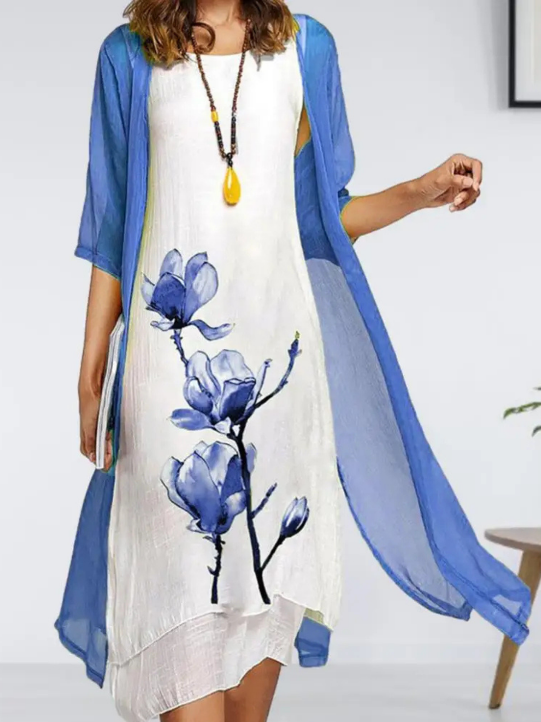 Wren | Women's Linen Sleeveless Midi Dress & Chiffon Cardigan Set