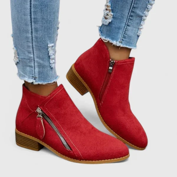 Cartina™ - Side Zip Ankle Boots With Low Block Heel